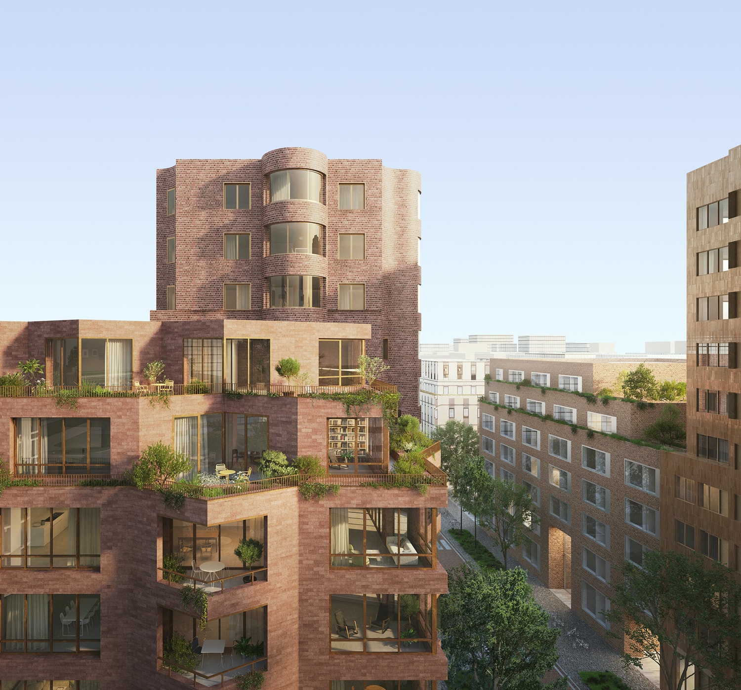 An impression of the residential area within Think District.