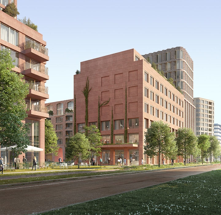 An impression of the residential area within Think District.